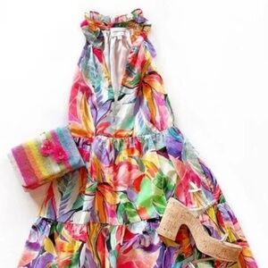 Lavender Brown Floral Dress